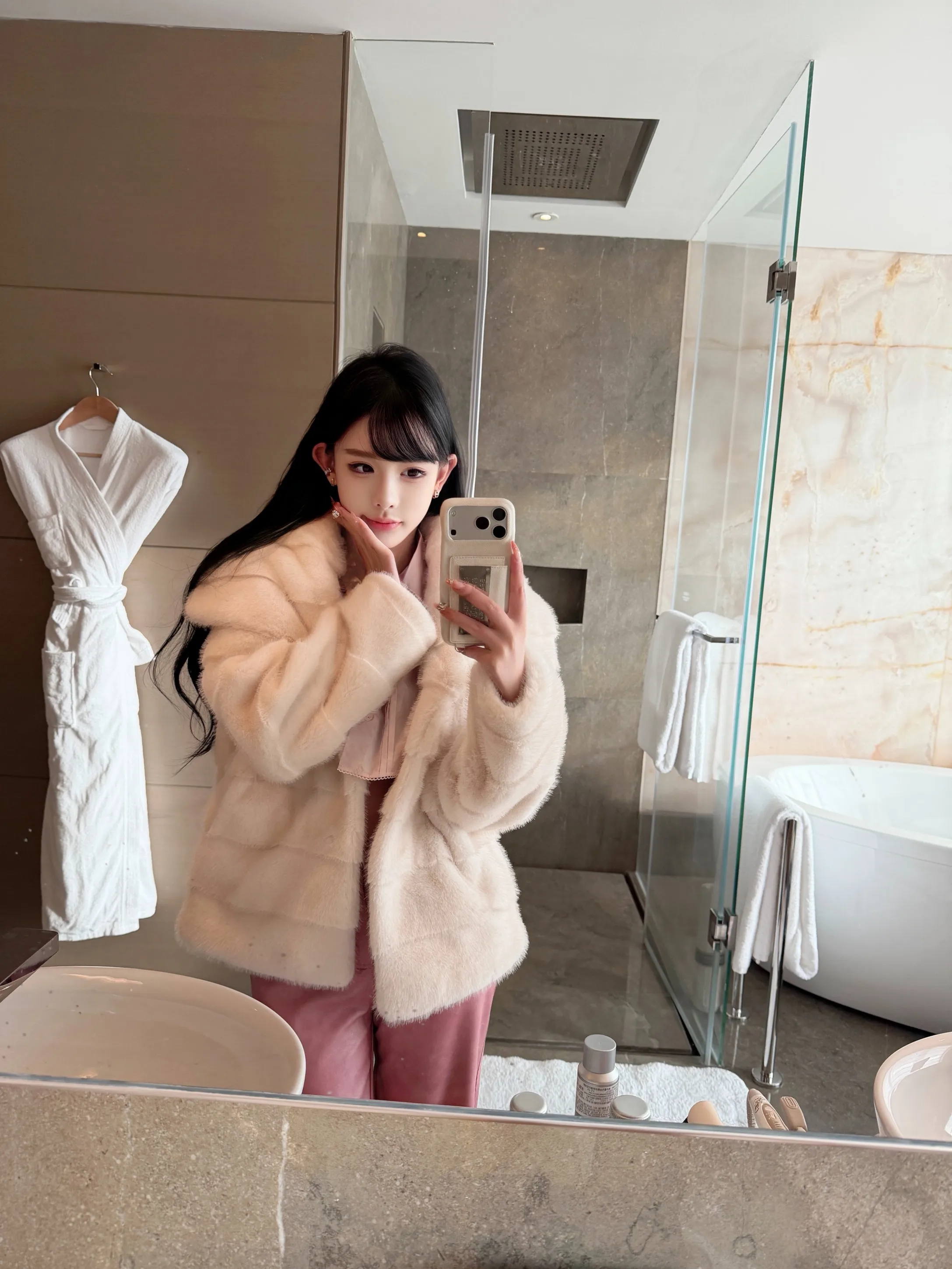 

Chen nduo Winter New Sle Women's Fur Coat Thiened Fluffy Collar Ele Long Sve ort Length Faion Outerwear