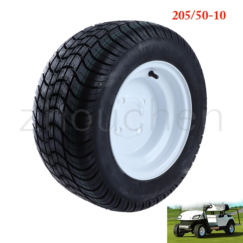 10 inch 205/50-10 vacuum Tyres 6PR Tubeless tire with White hub For ATV golf cart UTV Buggy Quad Bike parts
