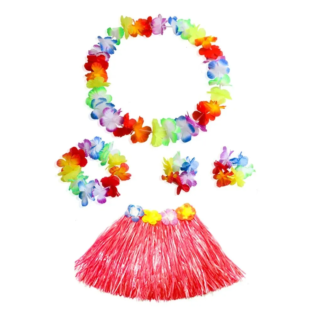 Set De 50 Piezas Para Fiesta Hawaiana – 10 Faldas De Hierba, 10 Collares Lei, 10 Diademas Y 20 Pulseras De Flores, Ideal Para Luau, Cumpleaños Y Fiestas Tropicales
