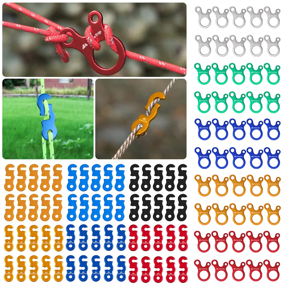 10pcs Tent Rope Buckle Aluminum Alloy Outdoor Camping Parachute Cord Buckle 3Hole Tensioners Fastener Travel Awning Buckles Tool