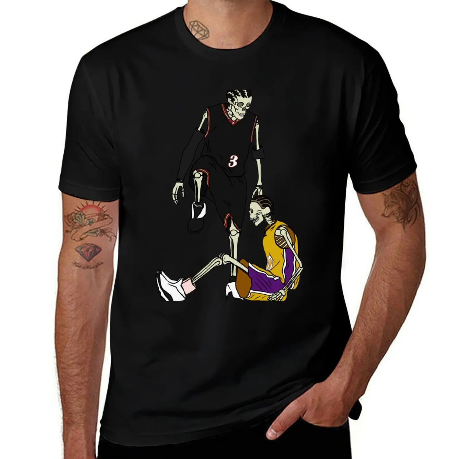 

Skeleton Allen Iverson Steps Over Tyronn Lue T-Shirt t shirt for man cotton t shirt man anime t shirts oversize T-Shirt