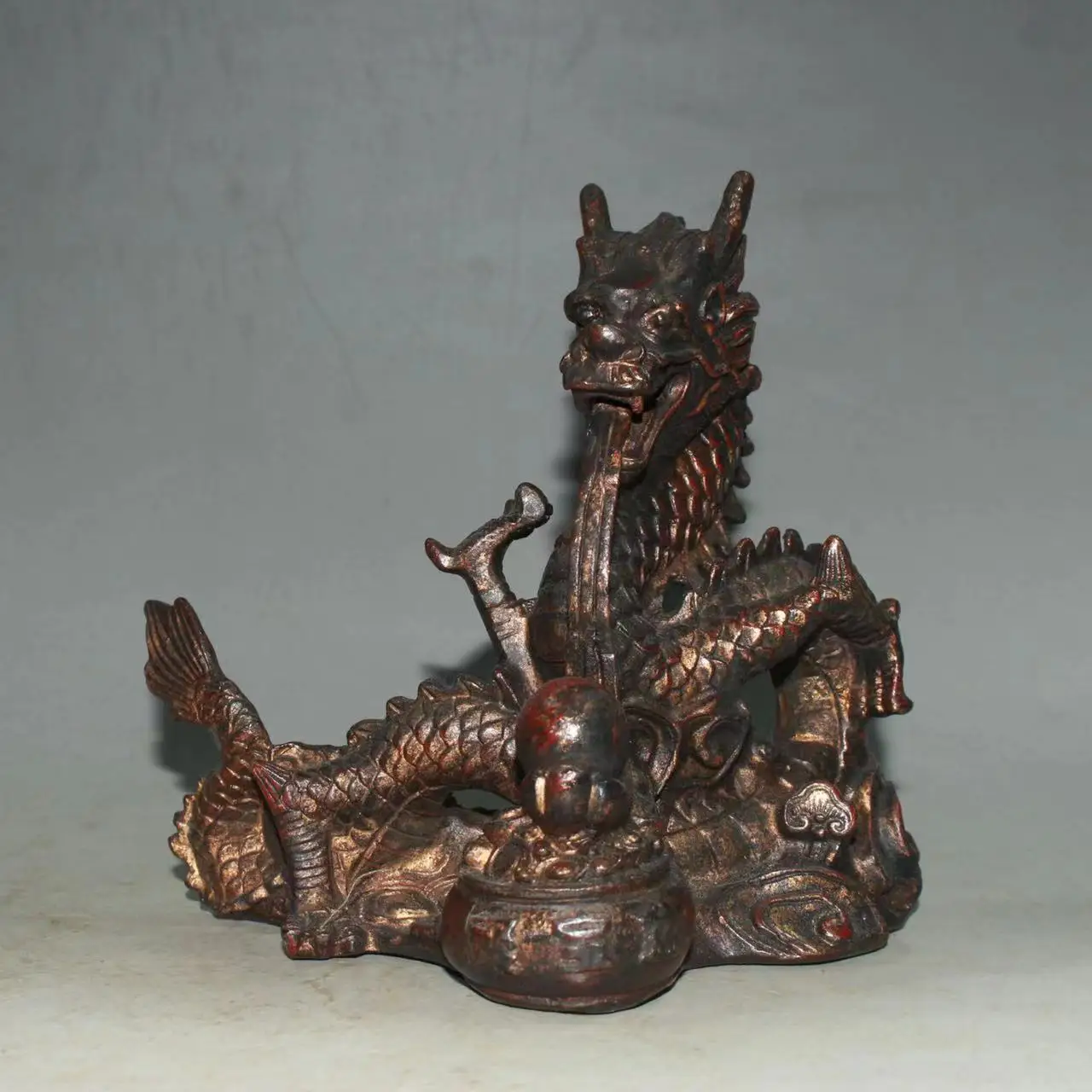 Old Ming Dyansty copper dragon statue,Handmade