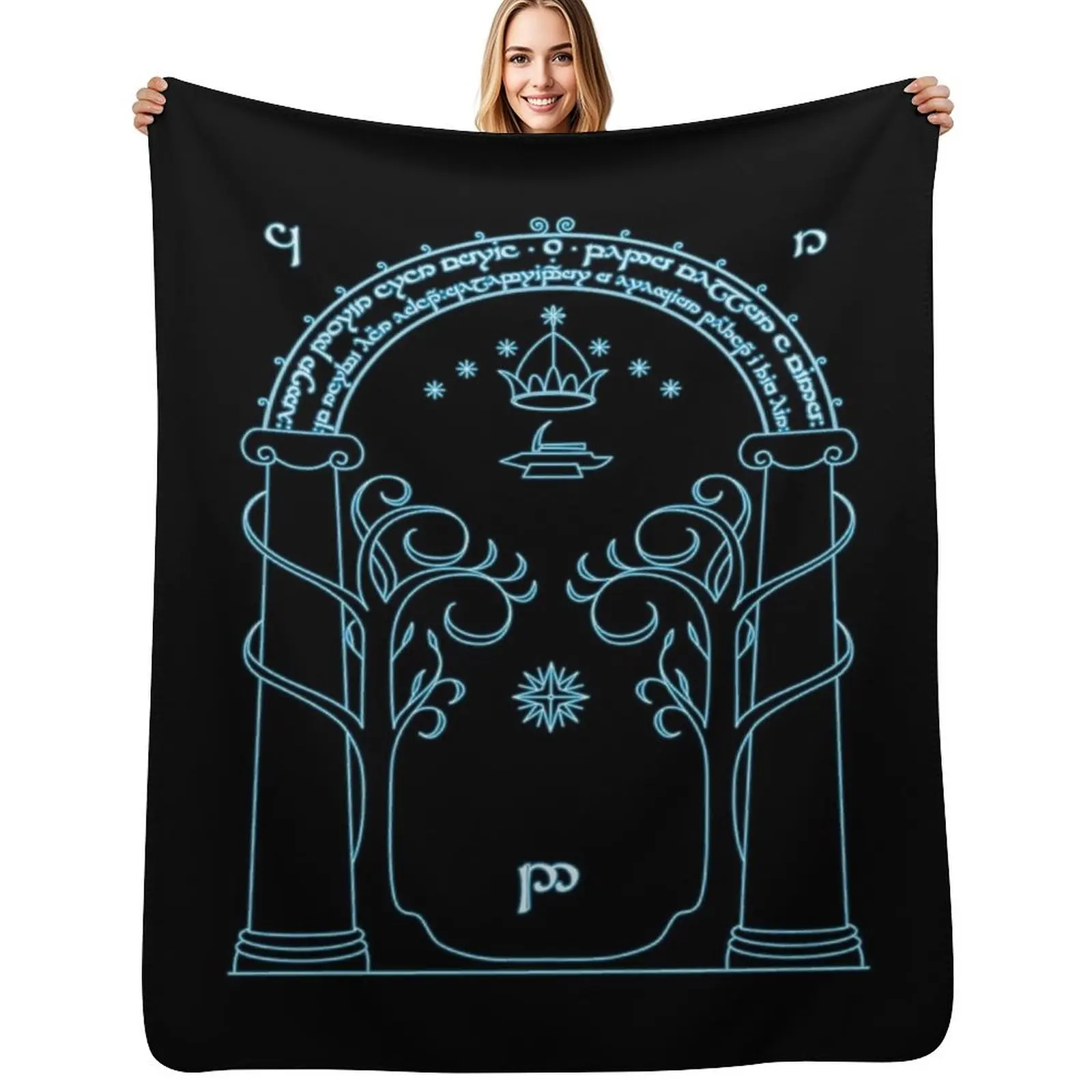 

Gate to Moria - Light Blue Throw Blanket Multi Use Warm Blanket for Living Room Bedroom