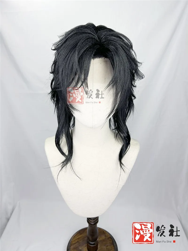 Estilo preto homem cego perucas cosplay anime do tumba perdida preto longo cosplay perucas anime penteado personalizado perucas adereços