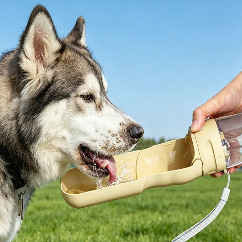 

Portable Foldable Pet Water Bottle with Food Container - 2-in-1 Travel Dispenser for Dogs & Cats Leakproof Outdoor Hydration