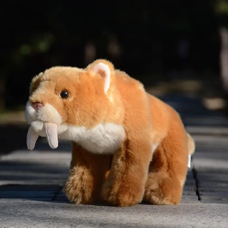 Simulated Animal Saber-toothed Tiger Sabretooth Machairodus Ice Age Wild Nature Plush Toy Stuffed Doll Girl Boy Birthday Gift