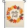 Hello Fall Garden Flag 12x18 Inch Autumn Maple Leaf Pine Cone Flag 3Ply Thanksgiving Sign for Outside Indoor Yard Lawn Outdo llz
