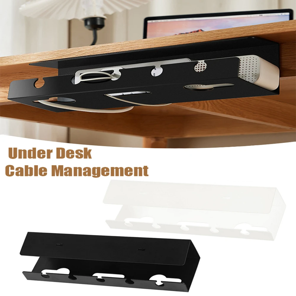 

Under Desk Cable Management Cable Tray Under Desk With Clamp Power Strip Cord Holder No Drilling Sturdy Spacious supplies