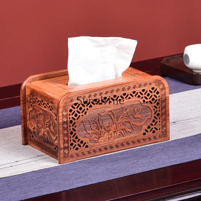 Pear wood pumping carton desktop solid wood tissue box red sandalwood storage box