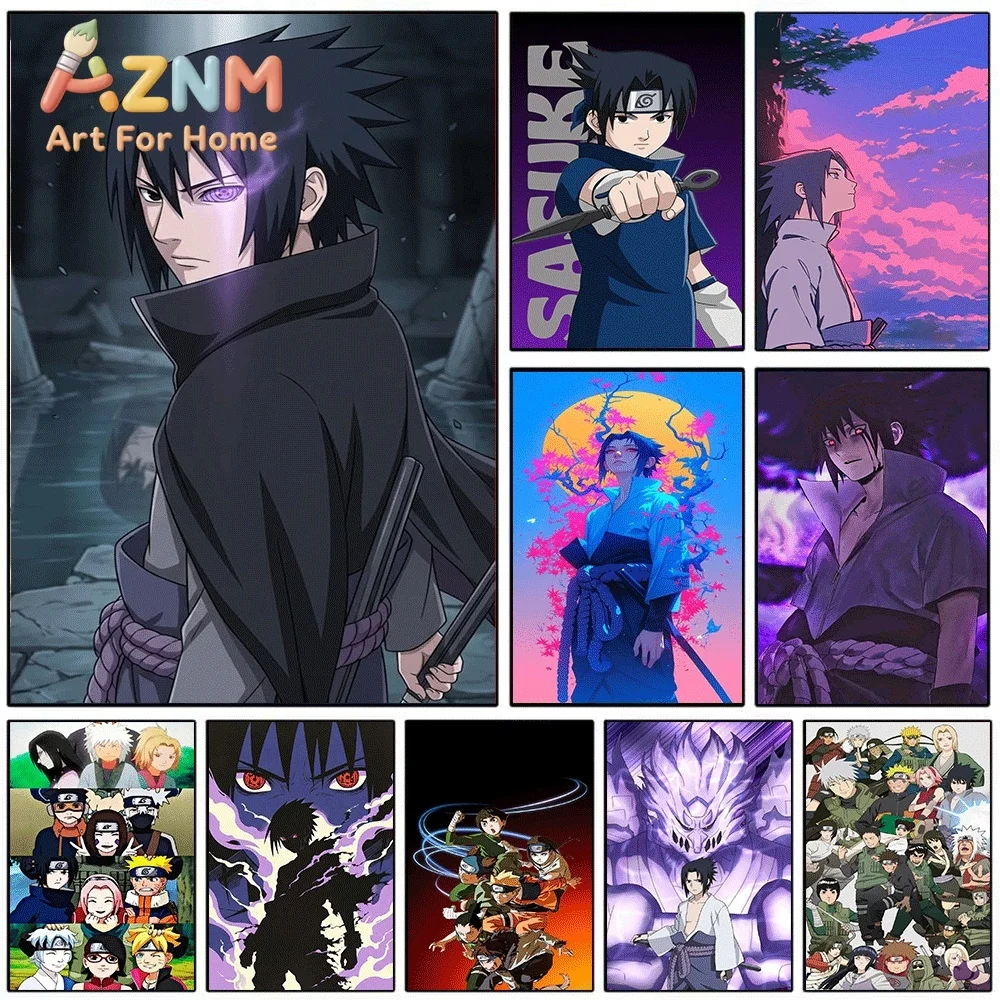 Anime Naruto Canvas Wall Art Sasuke Uchiha Rinnegan Chidori Poster Unframed Canvas Painting Bedroom Living Room Home Wall Deco