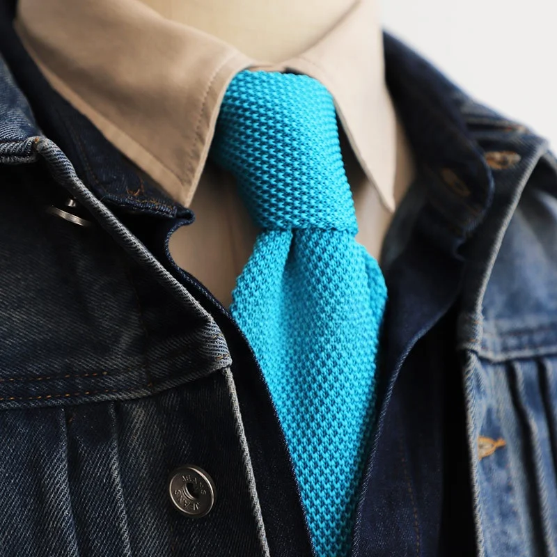Вязаный галстук 6 см, тонкие модные вязаные галстуки для мужчин, однотонный черный, белый, синий, бордовый, вязаный узкий мужской галстук