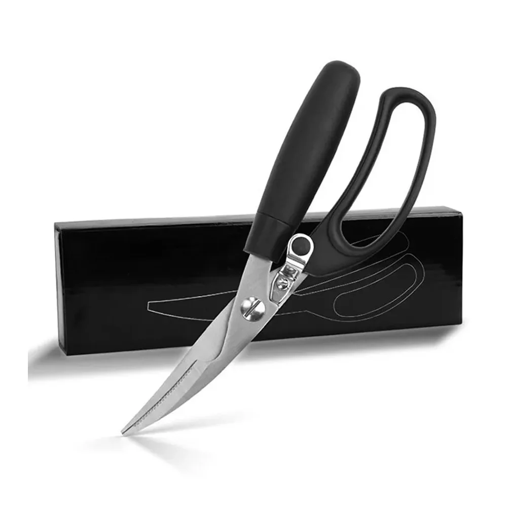 Heavy Duty Effort-Saving Kitchen Shears, Stainless Steel Spring Chicken Bone Scissors with PP Handle for Seafood Cooking