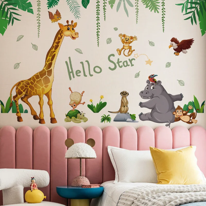 Cartoon Animal Forest Party Wall Sticker Shop Window Glass Layout Electrostatic Decoration Sticker Moisture-proof Anti Fouling