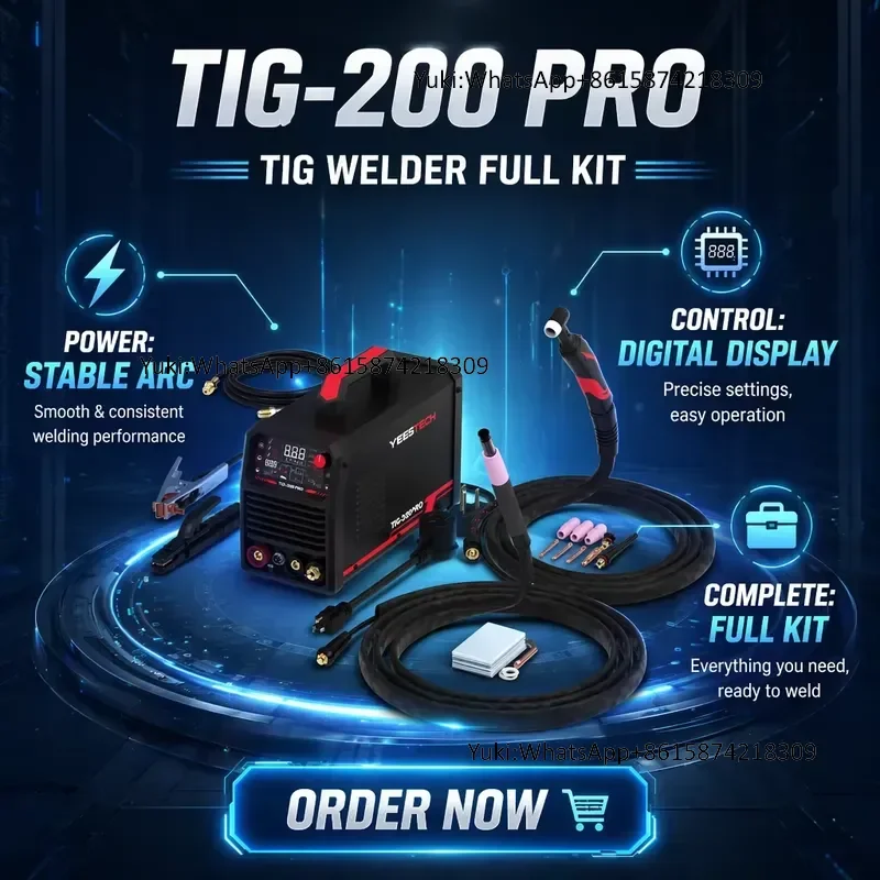 YEESTECH 220A 5-in-1 TIG Welder 110V/220V Dual Voltage DC TIG/PULSE/HF Start Auto Post-Gas Foot Pedal Interface