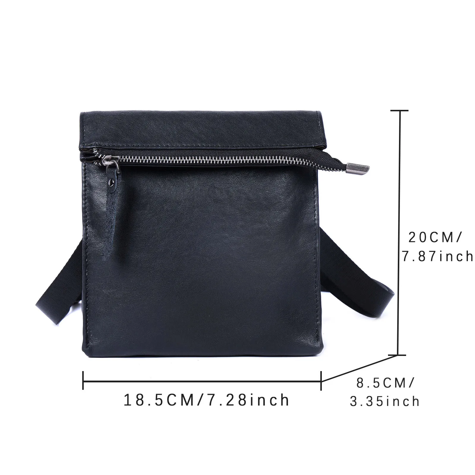 Echte Leder-Umhängetasche für Herren, Modische Brusttasche aus Rindsleder, Pflanzlich gegerbtes Leder, Unisex – Detail 3