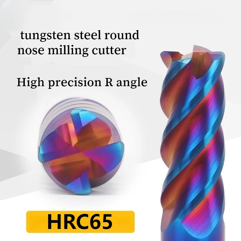 

HRC65 Solid Carbide 4 Flute Corner Radius End Mills R0.5-R8 Nano Blue Coating CNC Tools