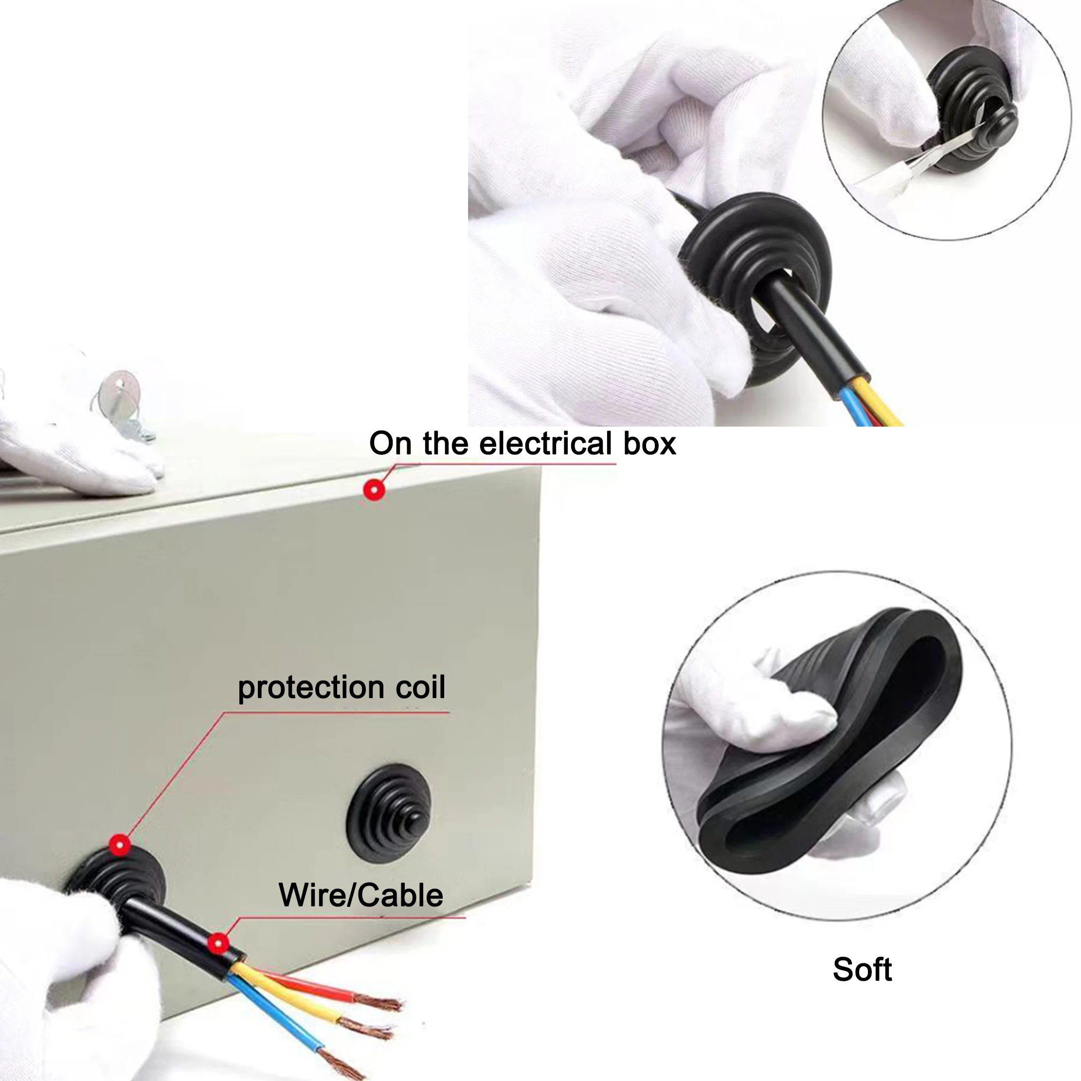 Soft Rubber Tower Type Protection Coil Black Snap in Grommet Pad Seal Ring Protective Ring Sealing Cap Hole Plug Wire Guard Ring