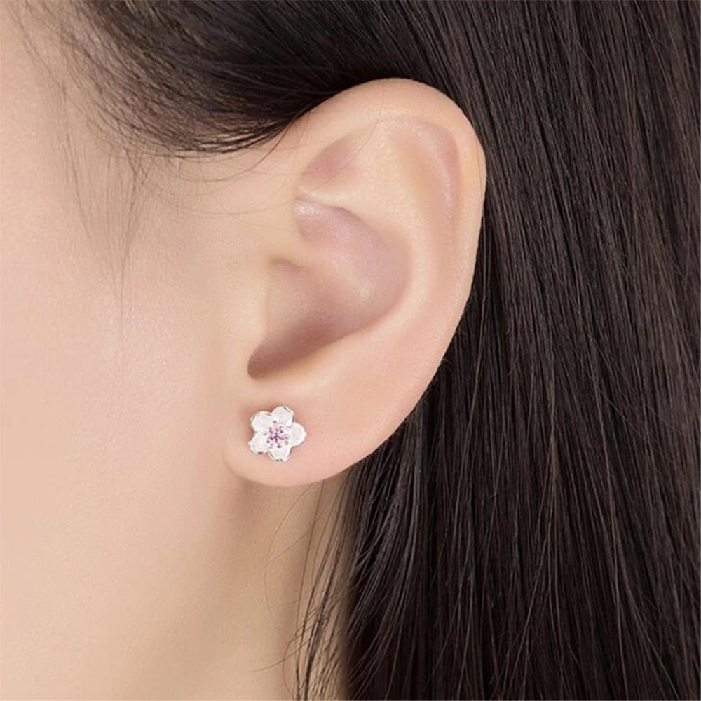 925 Sterling Silver Cherry Earrings, Romantic Design