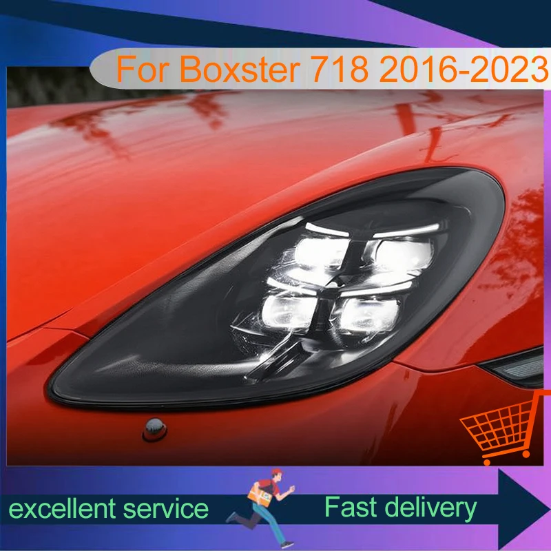 Car Styling For Porsche Cayman boxster 718 2016-2023 Front Lamp DRL Headlight Turn Signal Highlight LED Bulb Projector Lens Auto