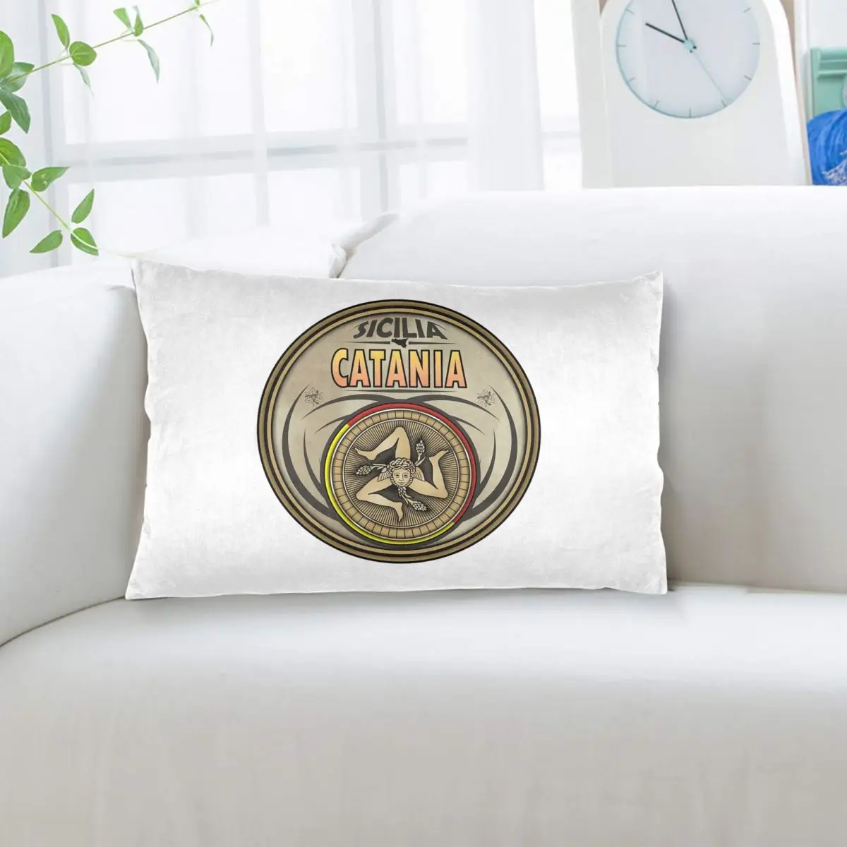 Catania Sicilia Sicily Trinacria Symbol Rectangle Pillowcase Cushion Cover Decorative Bedroom Bed Home Comfort Throw Pillow
