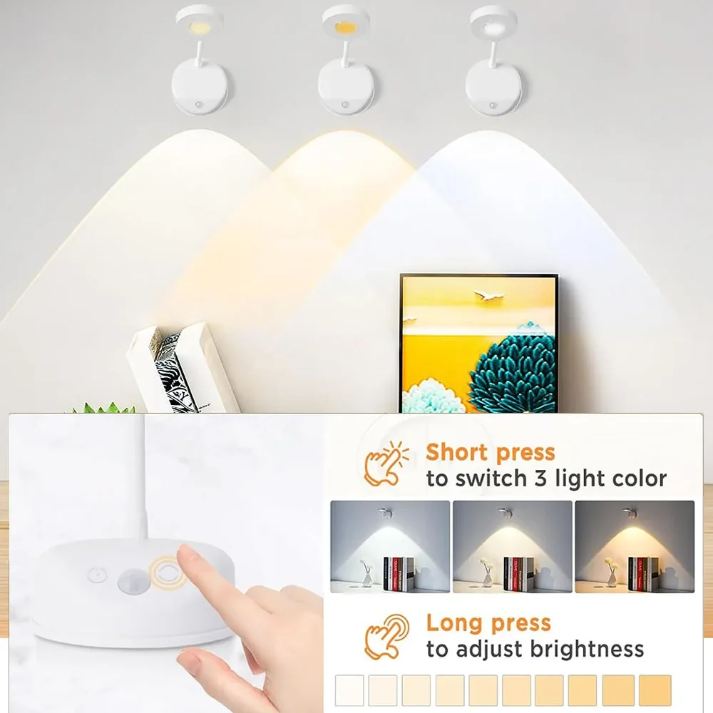 Xiaomi Night Lamp With Motion Sensor Rechargeable USB Wall Lamp 3 Colors Sunset LED Light For Room Bedside Table Cabinet Decor