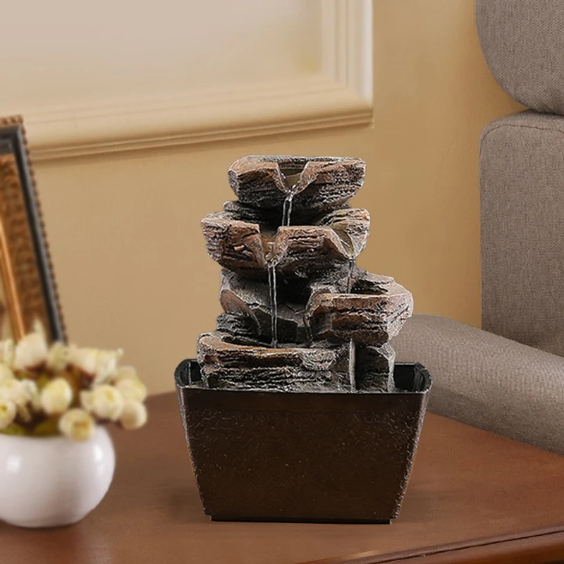 

1 шт. четырехэтажный настольный фонтан, простое украшение для гостиной, офиса и водопада