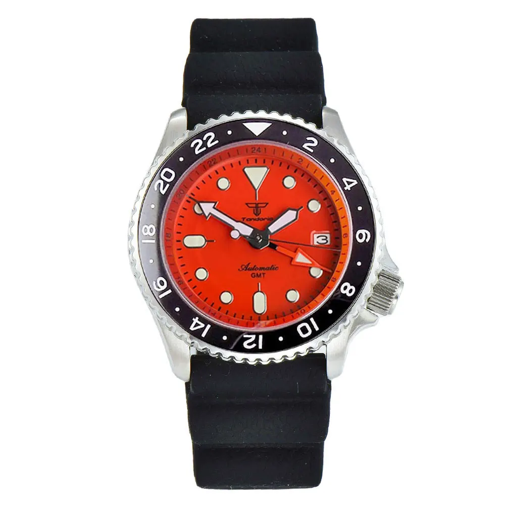 Tandorio 20ATM Diver 41mm Japan NH34A Sapphire Glass Automatic Men Watch Date Luminous GMT Function Rotating Bezel 3.8 Crown view 3