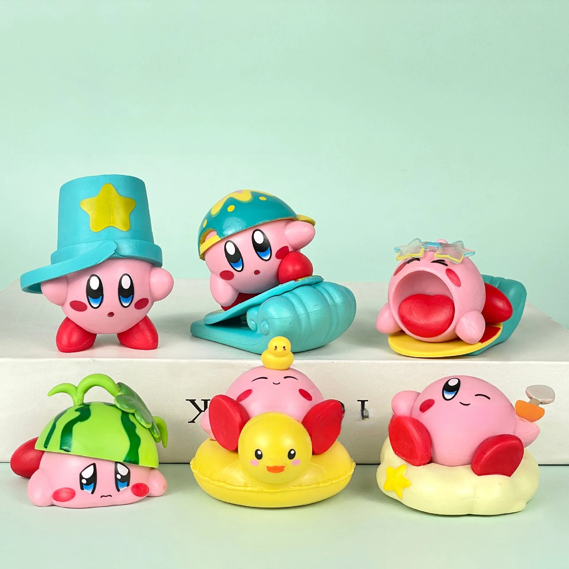 Anime Kirby Actiefiguren Leuke Cartoon Kirby Surf Coast Beeldjes Model Pvc Mini Poppen Collectie Speelgoed Kids Desktop Decors Gift