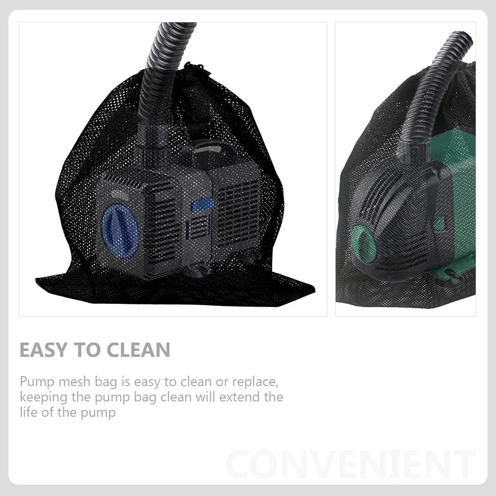 

Pond Pump Filter Bag Large Drawstring Mesh Pouch for Fountain Pumps Black Easy Clean Protect Debris Fish Safe Extend Pump Life