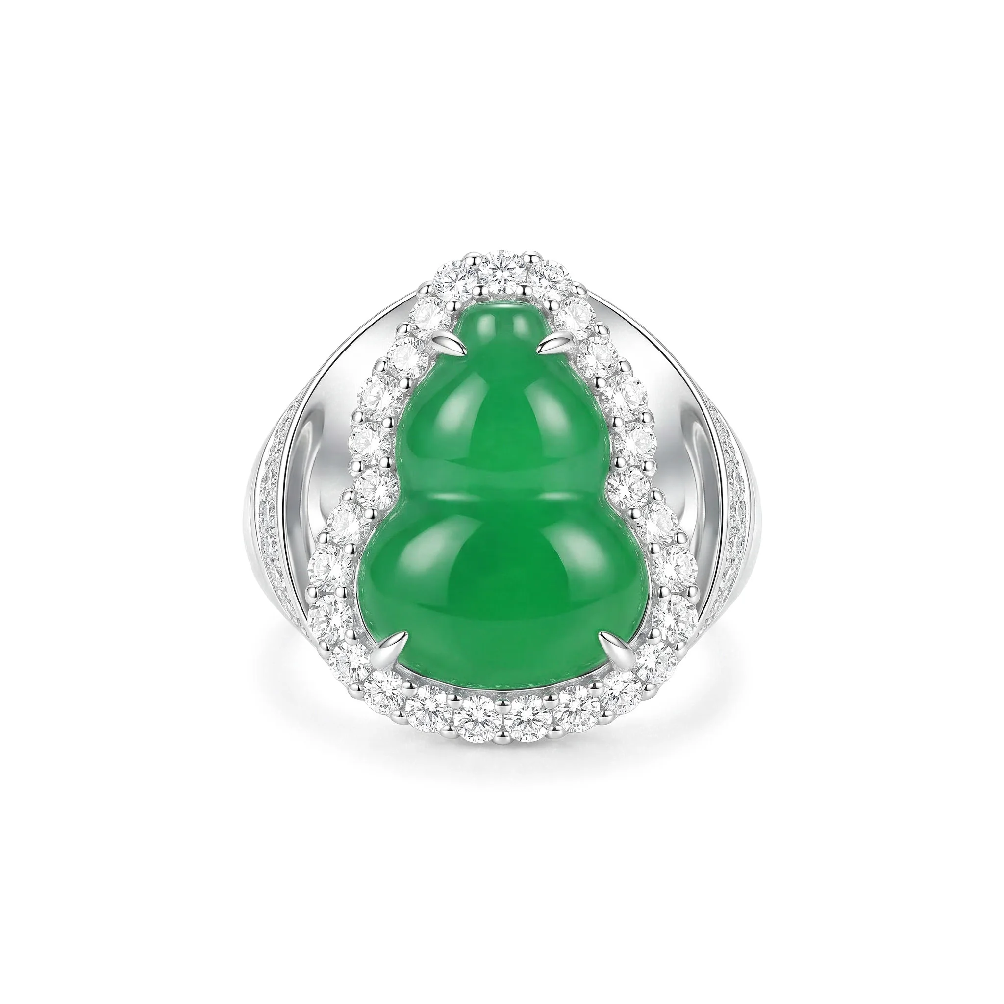 

Vintage Natural Chalcedony Halo Ring 925 Sterling Silver Chinese Hulu Fortune Fine Jewelry for Women's Birthday Party Luck Gifts