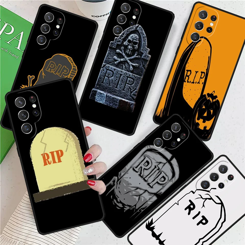 Halloween RIP Grave Stone For Samsung Galaxy S24 Ultra S21 S22 S8 S9 S10E Note 10 20 Plus FE S23 Phone case Cover Coque