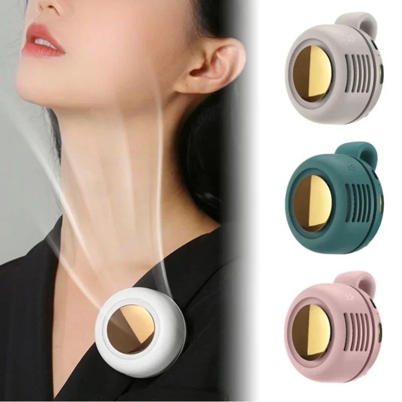 1 PCS Portable Snap On Mini Whirlwind Fan 3-Speed Handheld USB Charging Fan Waist Clip Handsfree Silent Strong Wind Leafless Fan