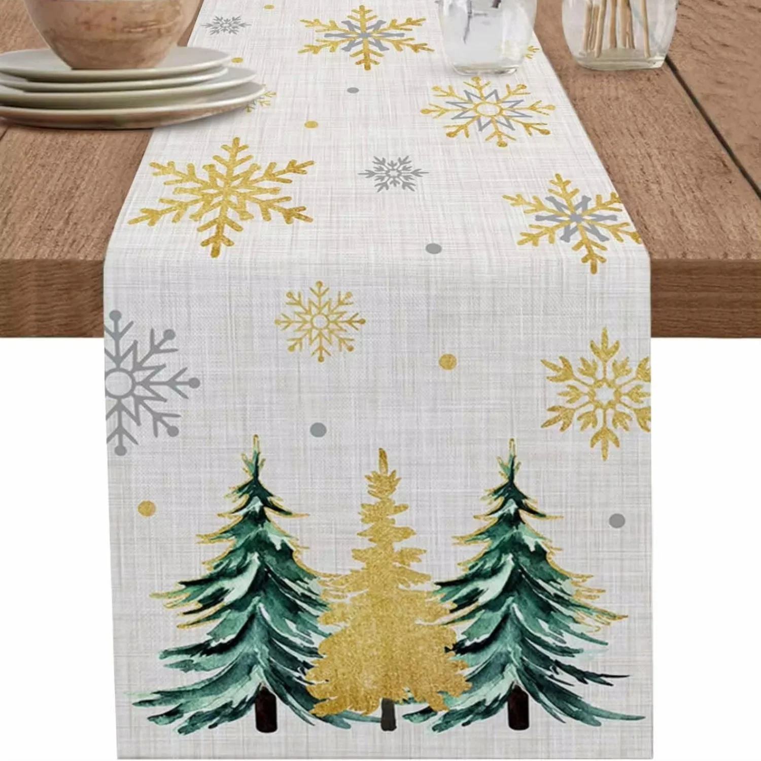 Camino de mesa dorado de Navidad, lavable, duradero, todos los estilos para el hogar, el mejor regalo, artículo popular, tela de alta calidad