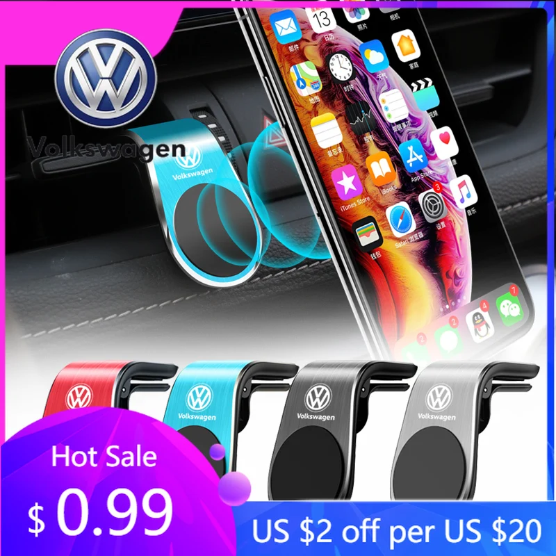 

For VW Volkswagen Jetta MK5 Golf 1Pcs Magnetic Car Emblem Phone Holder 360 Rotation Bracket For Volkswagen ArteonPolo Golf R-Lin
