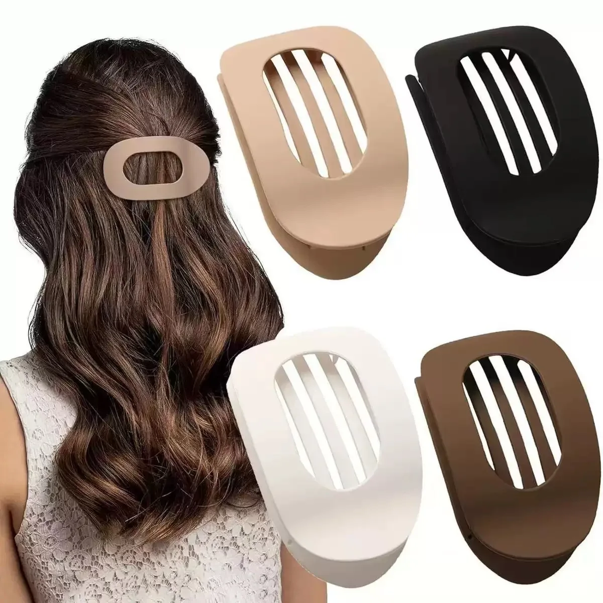New Matte Oval Flat Clip - Minimalist Large Curved Arc Duckbill Hair Clips for Amazon