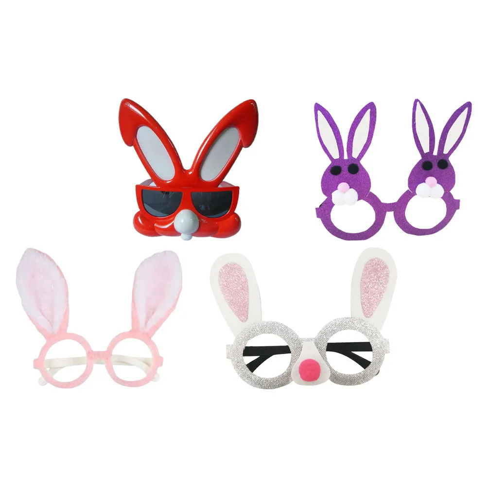 กรอบแว่นตากระต่ายสำหรับงานปาร์ตี้อีสเตอร์ 4 ชิ้น แว่นตาการ์ตูน น้ำหนักเบา เป็นมิตรกับสิ่งแวดล้อม อุปกรณ์แต่งกายสร้างสรรค์ สำหรับงานเทศกาลและถ่ายรูป