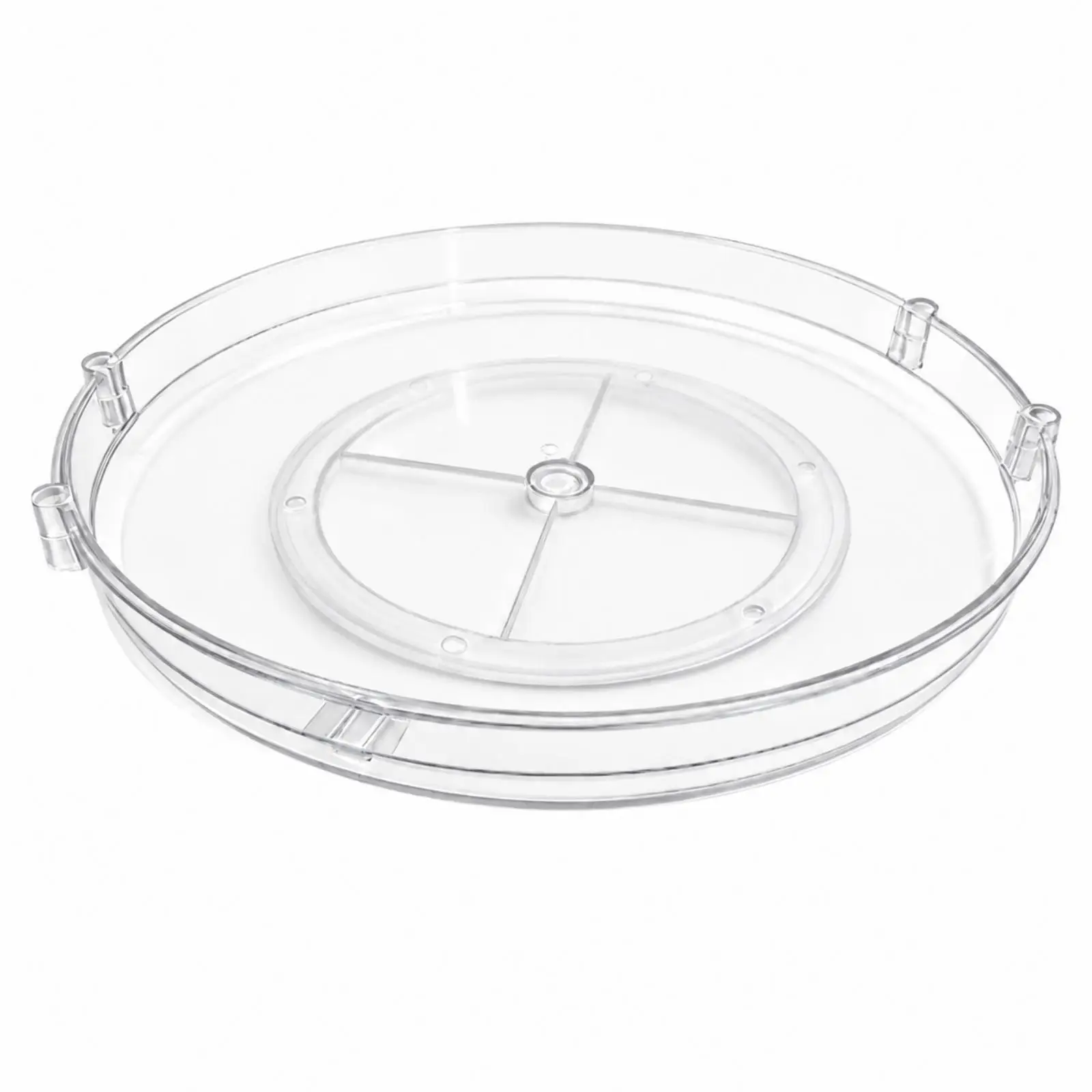 Rotating Storage Rack Counter Top Organizer for Kitchen Spice Tray PET Material 360 Degree Spinning Holder for Vanity Bathroom