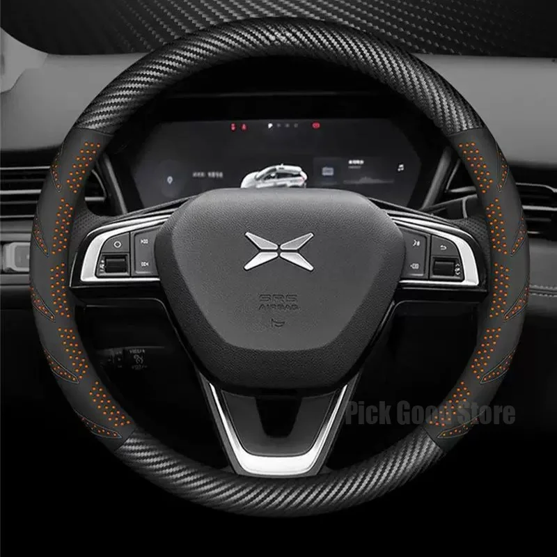 

38CM Leather Car Steering Wheel Cover For Xiaopeng G9 G3 G6 2022 2023 2024 Anti slip, no need to sew by hand Car Accessories