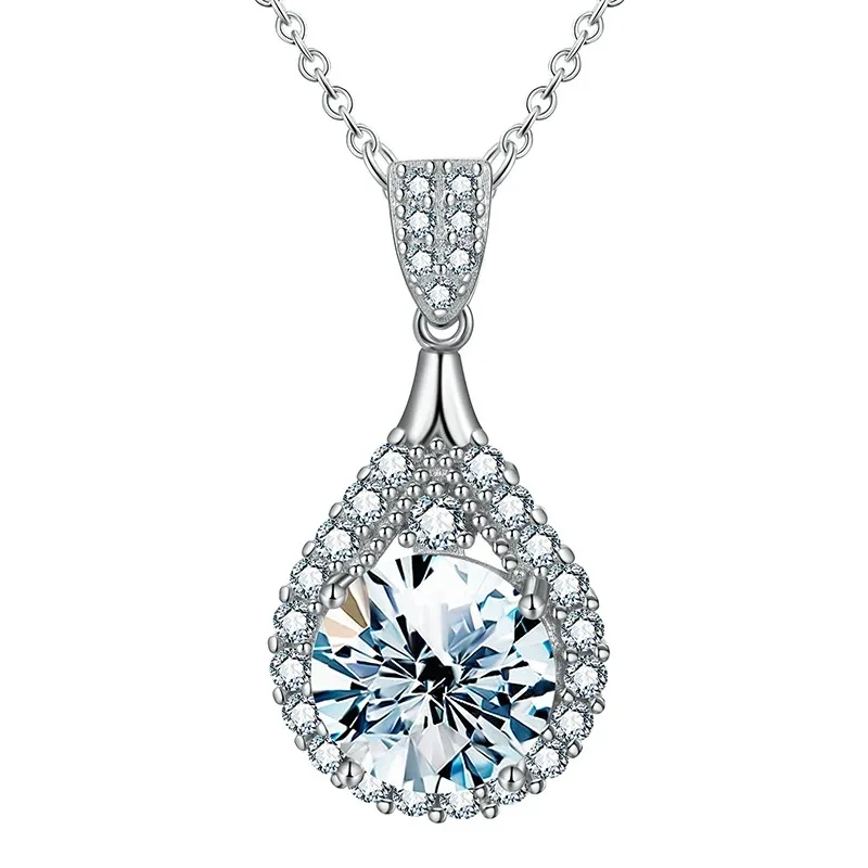 

5CT D Color Moissanite Diamond Water Drop Necklace for Woman 925 Sterling Silver Chain with Certificate Fine Jewelry
