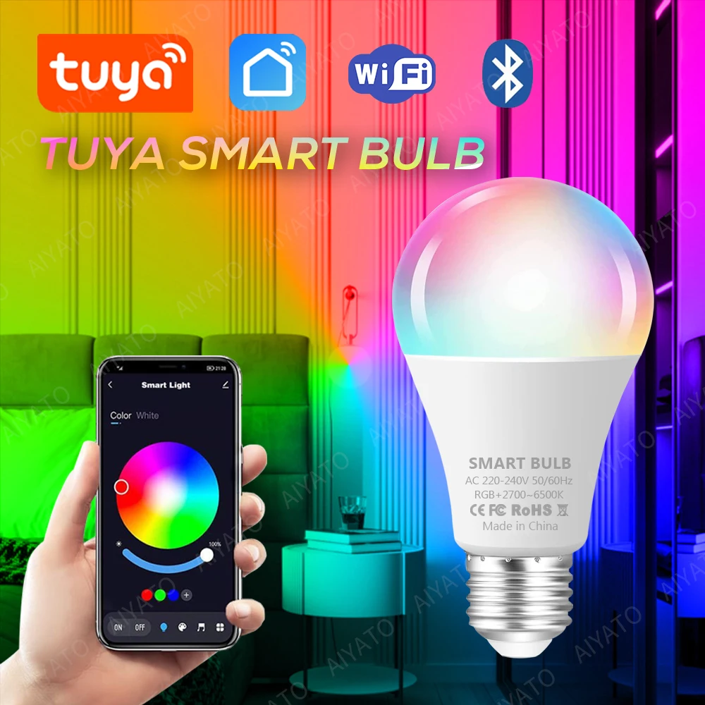 Светодиодная лампа Tuya с поддержкой Wi-Fi и Bluetooth, 9/18 Вт, E27, 220 В