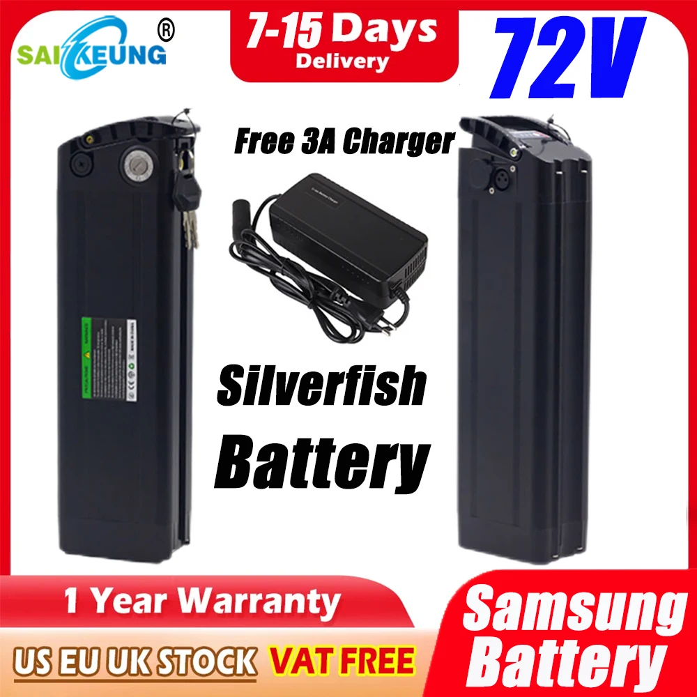 

SilverFish-Electric Bicycle Battery, Lithium Battery, Titanate Frame, EBike, E-Bike, 3000W, 72V, 36V, 48V, 52V, 20, 30, 50, 60Ah