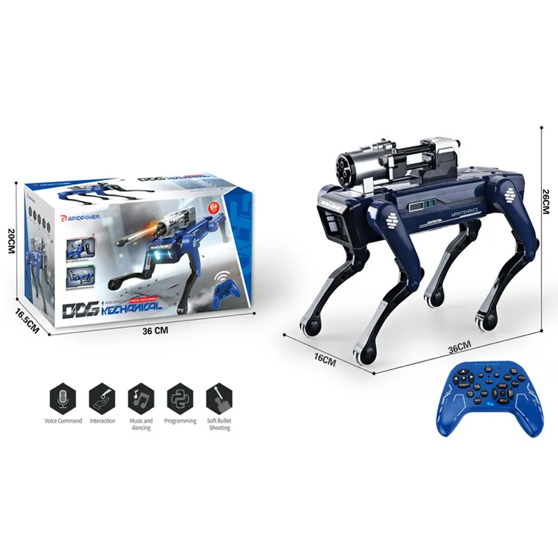 لعبة إلكترونية للأطفال قابلة للبرمجة يمكن التحكم فيها عن بعد للأولاد - كلب روبوت ذكي عالي التقنية، رصاصات ناعمة للنار.