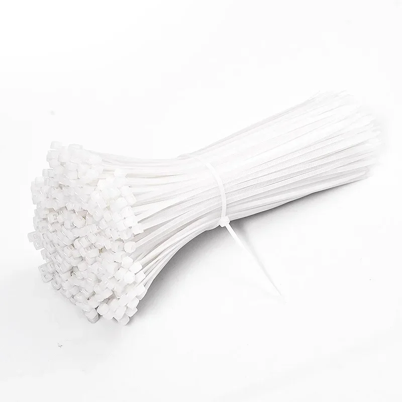 250/1000PCS 3*100 3*150 4*200 White Cable Tie Self-locking Plastic Nylon Tie Fastening Ring Zip Wraps Strap Nylon Cable Tie Set