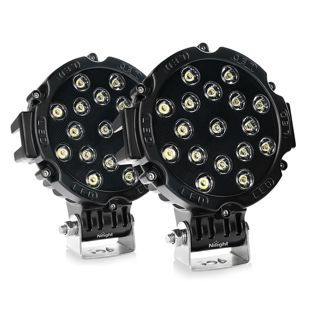 

Nilight Led Light Bar 7'51w 5100LM Round Spot LED Light Pod Off Road Fog Driving Roof Bar Bumper for Jeep Truck ATV UTV SUV 2PCS