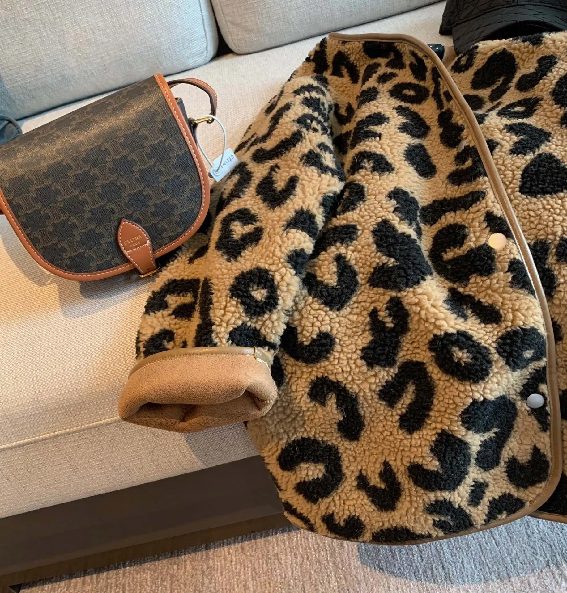 Chic Women Leopard Printed Faux Fur Bomber Jacket Spring Autumn Loose Lambswool Coat Single-breasted Cardigan Thick Tops 2022