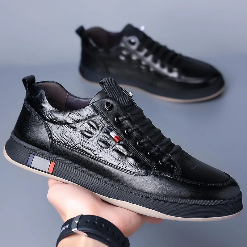 Herrenschuhe aus vulkanisiertem Leder, lässige Sneaker für Outdoor-Aktivitäten, Schnürschuhe zum Skaten_voghion.com