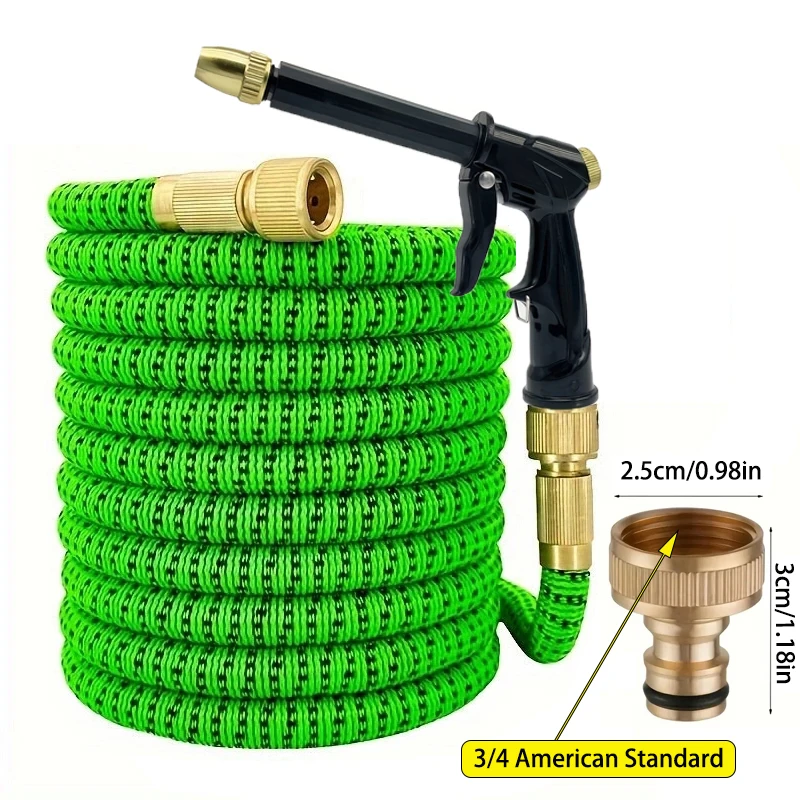 American 3/4 Inch Quick Connect Expandable Water Hose Kit Adjustable High Pressure Spray Gun For Home Garden & Vehicle Cleaning