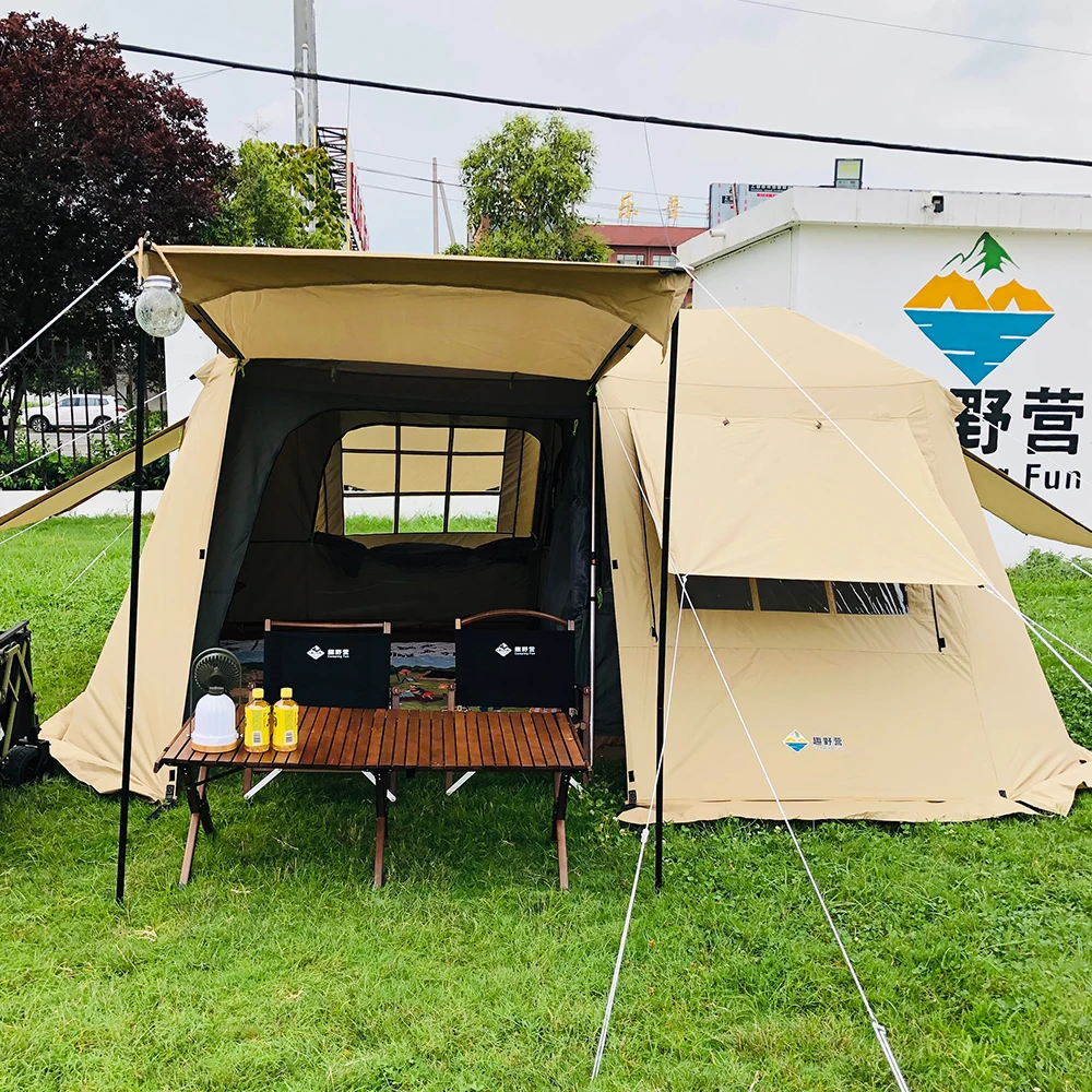 

Factory Customized Two Halls One Room Design Camping Tent House 6 People Waterproof Couple Automatic Family Large Camping Tent