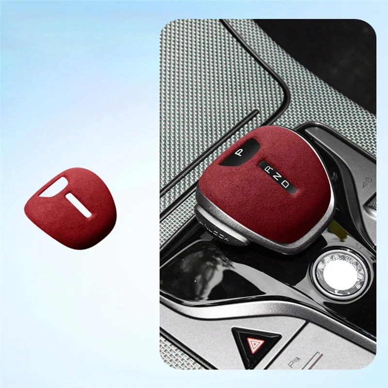 For BYD Han Gear Shifter Case Suede Leather Gear Knob Protector Cover Interior Modification Big Red