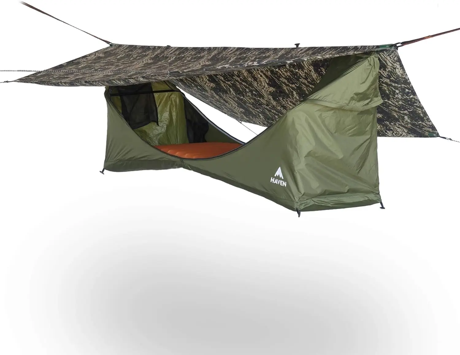 Haven Tents Lay Flat Hammock Tent - Waterproof Tent & Camping Hammock with Mosquito Net - Includes Insulated Pad and Rainfly - H
